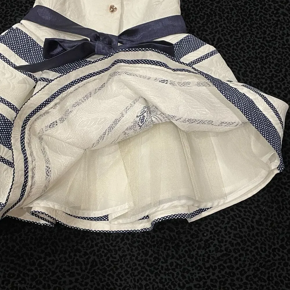 Girls Toddler Baby Dress Size 12M Wedding Party‎ Holiday White Blue